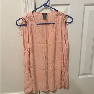 Ann Taylor Light Peach V-Neck Blouse